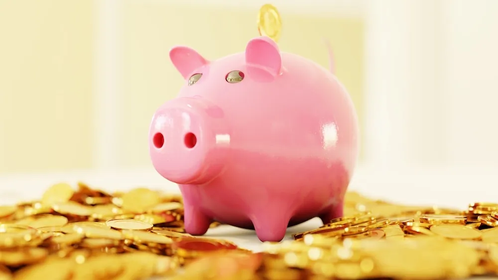 Hands funding a piggy bank representing personal banking