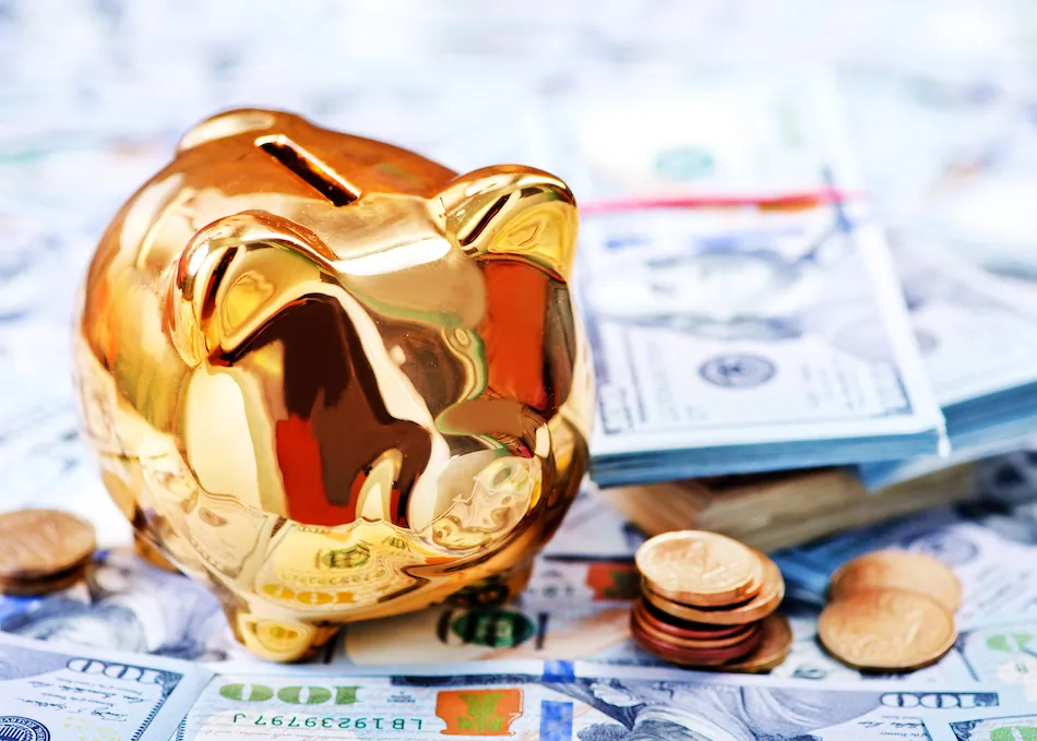 Gold piggy bank representing cash value life insurance